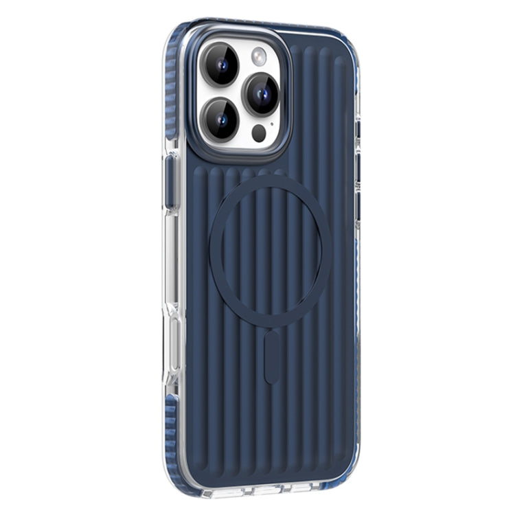 For iPhone 16 Pro Max Mutural Corrugated Texture Magsafe Magnetic Shockproof Phone Case(Blue) - iPhone 16 Pro Max Cases by Mutural | Online Shopping South Africa | PMC Jewellery | Buy Now Pay Later Mobicred