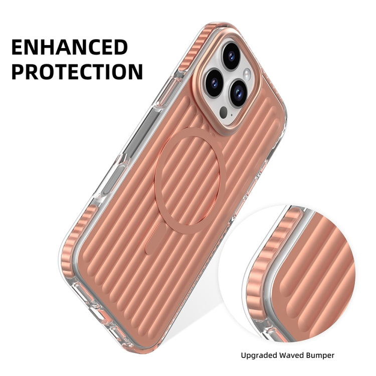 For iPhone 16 Pro Mutural Corrugated Texture Magsafe Magnetic Shockproof Phone Case(Antique Brass) - free shipping - PMC Jewellery - Order now!