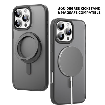 For iPhone 16 Mutural Armor Series MagSafe Magnetic Holder Phone Case(Grey) - iPhone 16 Cases by Mutural | Online Shopping South Africa | PMC Jewellery | Buy Now Pay Later Mobicred