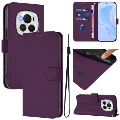 For Honor Magic6 Pro Skin Feel Solid Color Leather Phone Case with Lanyard(Violet) - Honor Cases by PMC Jewellery | Online Shopping South Africa | PMC Jewellery | Buy Now Pay Later Mobicred