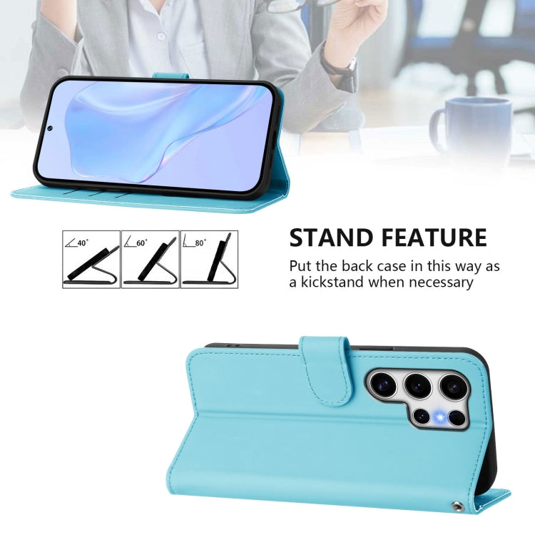 For Samsung Galaxy S25 Ultra 5G Skin Feel Solid Color Leather Phone Case with Lanyard(Sky Blue) - Galaxy S25 Ultra 5G Cases by PMC Jewellery | Online Shopping South Africa | PMC Jewellery | Buy Now Pay Later Mobicred