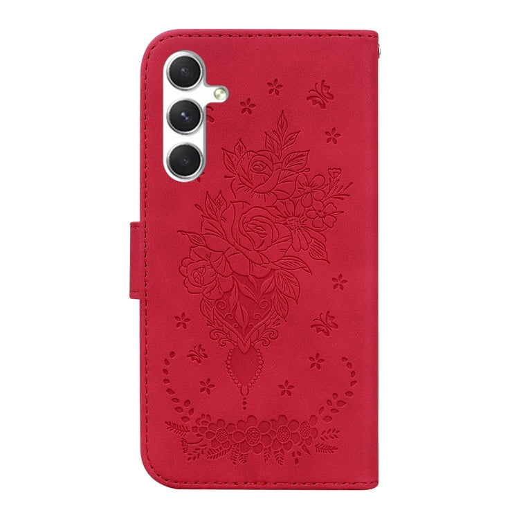 For Samsung Galaxy S25+ 5G Butterfly Rose Embossed Leather Phone Case(Red) - Galaxy S25+ 5G Cases by PMC Jewellery | Online Shopping South Africa | PMC Jewellery | Buy Now Pay Later Mobicred