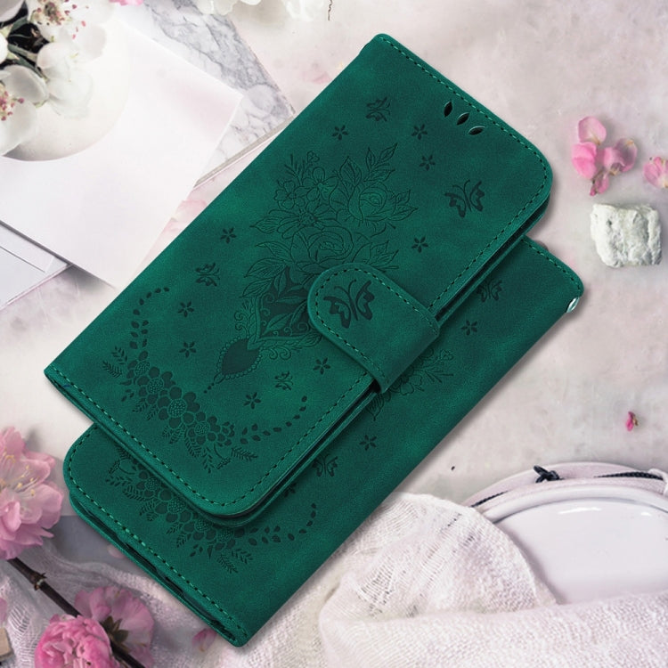 For Samsung Galaxy S25 Ultra 5G Butterfly Rose Embossed Leather Phone Case(Green) - Galaxy S25 Ultra 5G Cases by PMC Jewellery | Online Shopping South Africa | PMC Jewellery | Buy Now Pay Later Mobicred