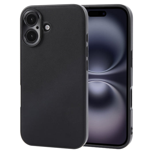 For iPhone 16 Plus GEBEI Plain Leather TPU Hybrid PU Phone Case(Black) - iPhone 16 Plus Cases by GEBEI | Online Shopping South Africa | PMC Jewellery | Buy Now Pay Later Mobicred