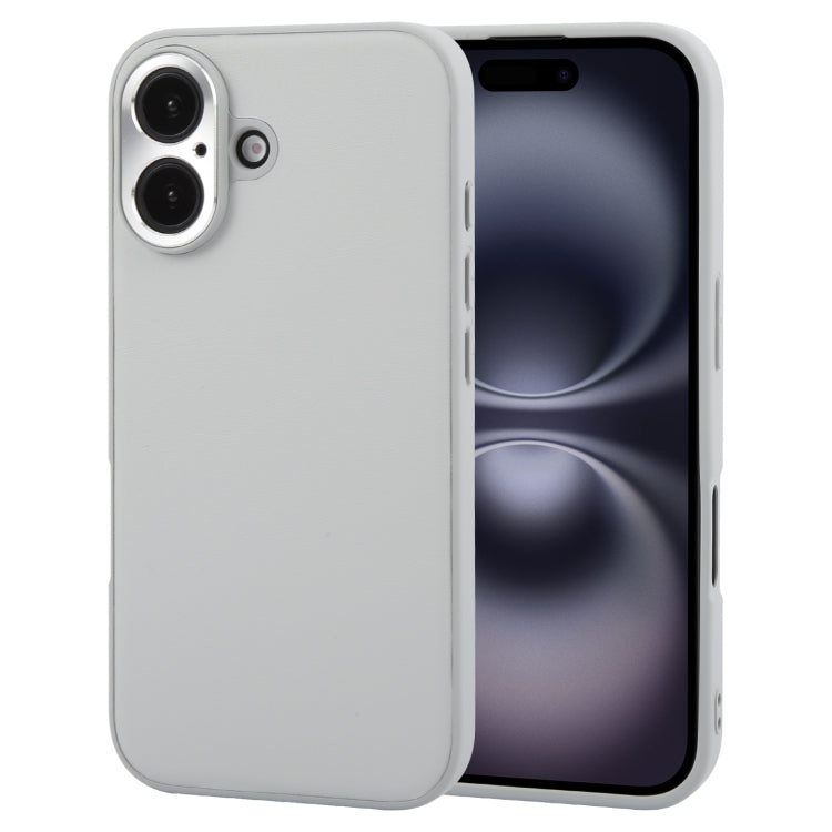 For iPhone 16 GEBEI Plain Leather TPU Hybrid PU Phone Case(Grey) - iPhone 16 Cases by GEBEI | Online Shopping South Africa | PMC Jewellery | Buy Now Pay Later Mobicred