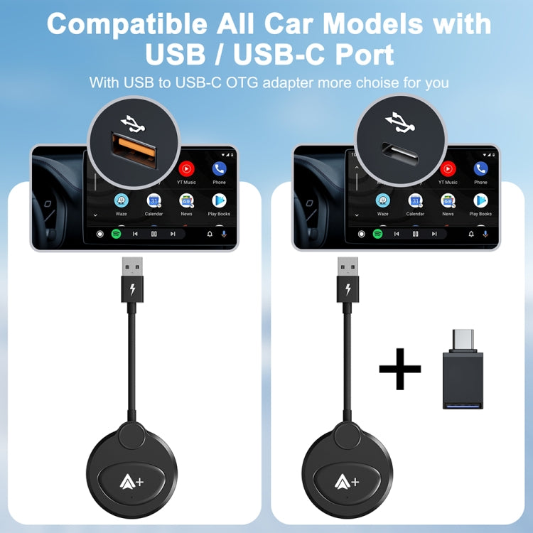 USB Interface Wired to Wireless CarPlay Auto Adapter for Android, Specification:Round(Carbon Fiber) - Bluetooth Adapters by PMC Jewellery | Online Shopping South Africa | PMC Jewellery | Buy Now Pay Later Mobicred