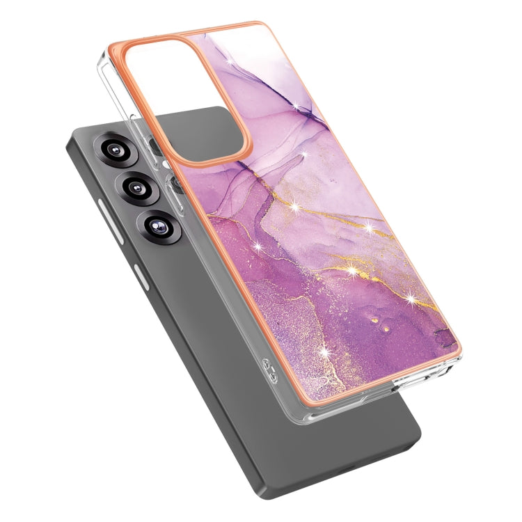 For Samsung Galaxy S25 Ultra 5G Electroplating Marble Pattern Dual-side IMD TPU Shockproof Phone Case(Purple 001) - Galaxy S25 Ultra 5G Cases by PMC Jewellery | Online Shopping South Africa | PMC Jewellery | Buy Now Pay Later Mobicred