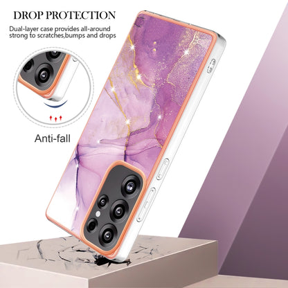 For Samsung Galaxy S25 Ultra 5G Electroplating Marble Pattern Dual-side IMD TPU Shockproof Phone Case(Purple 001) - Galaxy S25 Ultra 5G Cases by PMC Jewellery | Online Shopping South Africa | PMC Jewellery | Buy Now Pay Later Mobicred