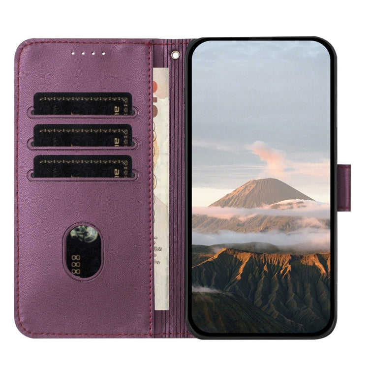 For iPhone 16e Triangle Pattern Buckle Clasp Leather Phone Case(Dark Purple) - iPhone 16e Cases by PMC TechLife | Online Shopping South Africa | PMC TechLife | Buy Now Pay Later Mobicred