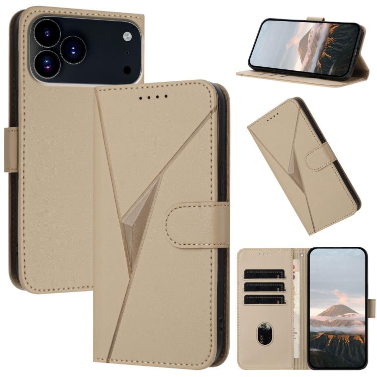 For iPhone 17 Pro Max Triangle Pattern Buckle Clasp Leather Phone Case(Gold) - free shipping - PMc TechLife - Order now!