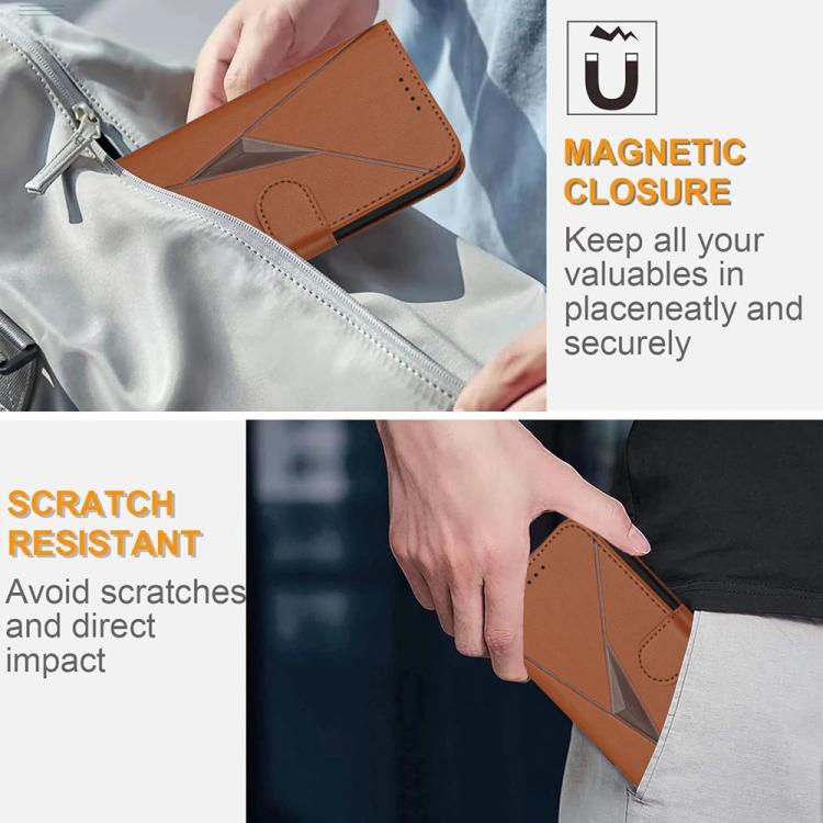 For iPhone 17 Pro Triangle Pattern Buckle Clasp Leather Phone Case(Brown) - free shipping - PMc TechLife - Order now!