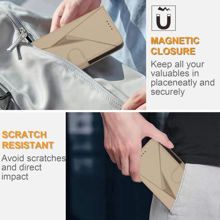 For iPhone 17 Pro Triangle Pattern Buckle Clasp Leather Phone Case(Gold) - free shipping - PMc TechLife - Order now!