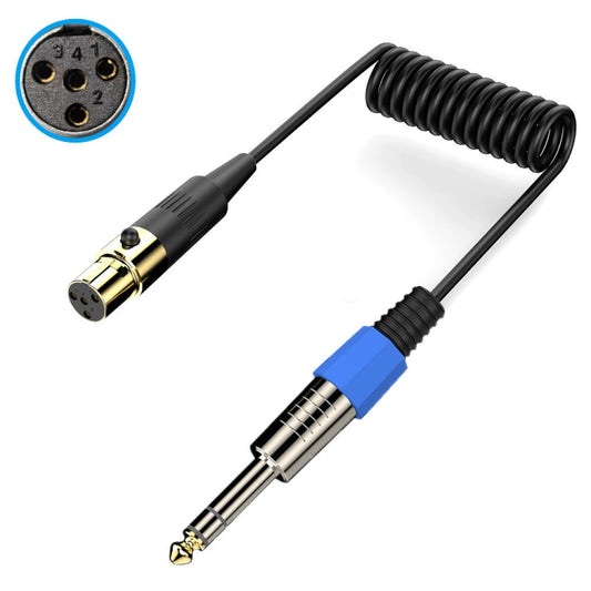 Mini 4 Pin XLR to 6.35mm Stereo Microphone Aux Audio Cable Coiled Adapter Cable, Length: 0.5m(Black) - Microphone Audio Cable & Connector by PMC Jewellery | Online Shopping South Africa | PMC Jewellery | Buy Now Pay Later Mobicred