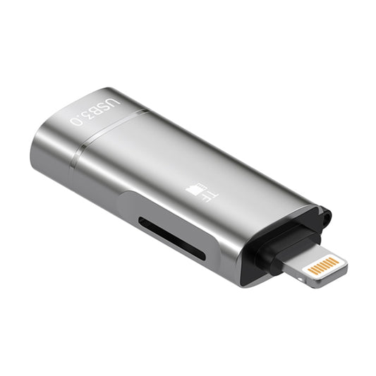 2 in 1 8 Pin to USB and TF Card Reader Adapter(Grey) - U Disk & Card Reader by PMC Jewellery | Online Shopping South Africa | PMC Jewellery | Buy Now Pay Later Mobicred