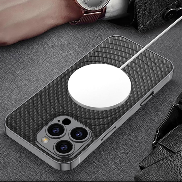 For iPhone 16 Pro Max GKK Plating Leather Wave MagSafe Phone Case(Carbon Fiber) - free shipping - PMC Jewellery - Order now!
