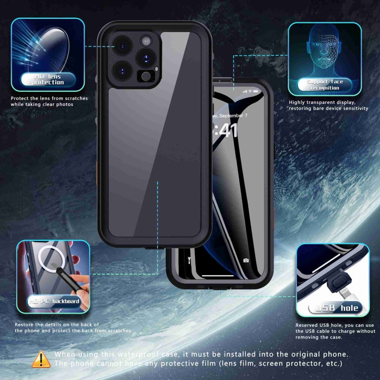 For iPhone 16 Pro RedPepper Transparent Dot IP68 Waterproof Triple-proof Phone Case(Black Dark Grey) - iPhone 16 Pro Cases by RedPepper | Online Shopping South Africa | PMC Jewellery | Buy Now Pay Later Mobicred