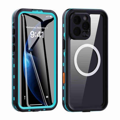 For iPhone 16 Pro Max RedPepper Transparent Dot IP68 Waterproof Triple-proof MagSafe Phone Case(Black Blue) - iPhone 16 Pro Max Cases by RedPepper | Online Shopping South Africa | PMC Jewellery | Buy Now Pay Later Mobicred