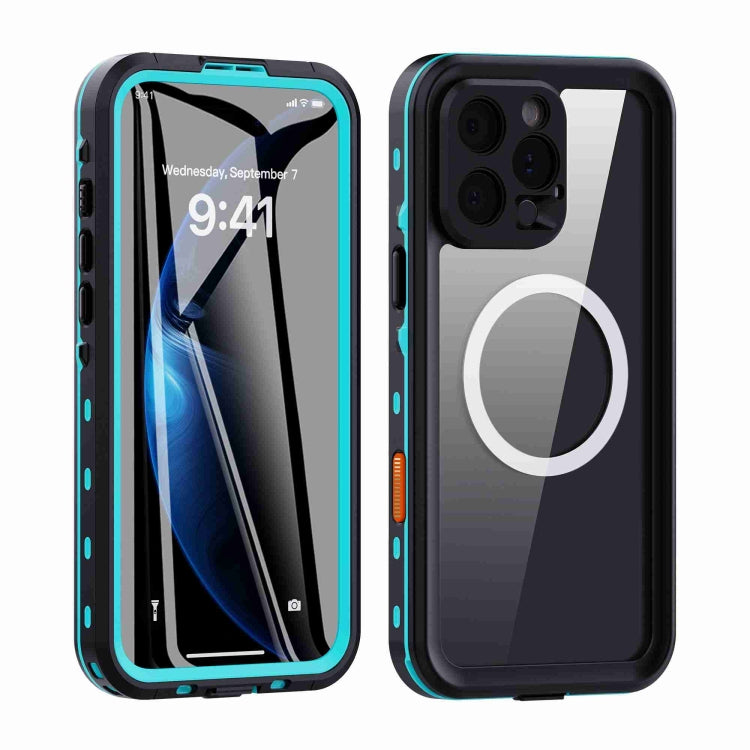 For iPhone 16 Pro RedPepper Transparent Dot IP68 Waterproof Triple-proof MagSafe Phone Case(Black Blue) - iPhone 16 Plus Cases by RedPepper | Online Shopping South Africa | PMC Jewellery | Buy Now Pay Later Mobicred