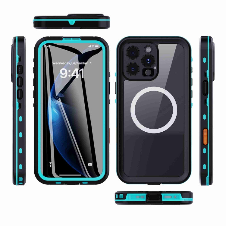 For iPhone 16 Pro RedPepper Transparent Dot IP68 Waterproof Triple-proof MagSafe Phone Case(Black Blue) - iPhone 16 Plus Cases by RedPepper | Online Shopping South Africa | PMC Jewellery | Buy Now Pay Later Mobicred