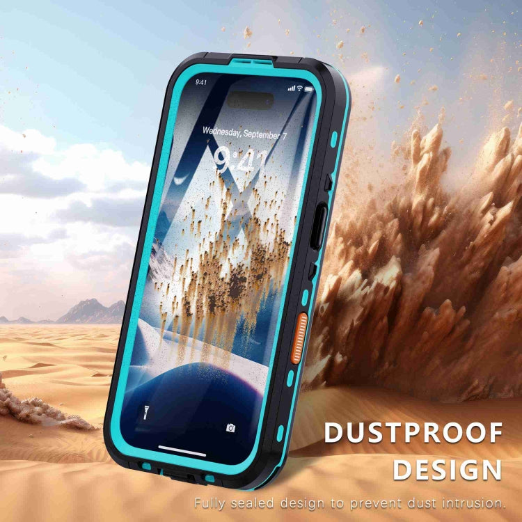 For iPhone 16 Plus RedPepper Transparent Dot IP68 Waterproof Triple-proof MagSafe Phone Case(Black Blue) - free shipping - PMC Jewellery - Order now!
