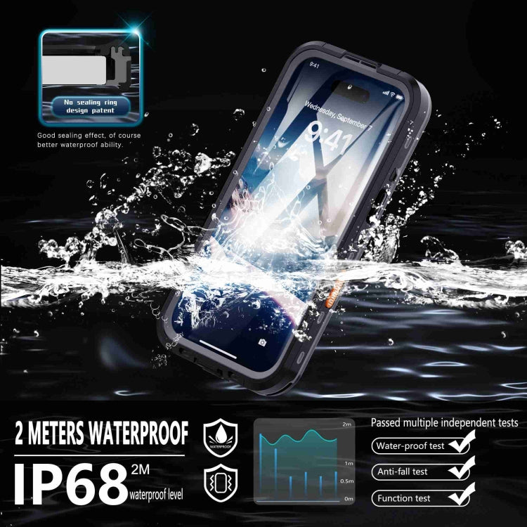 For iPhone 16 RedPepper Transparent Dot IP68 Waterproof Triple-proof MagSafe Phone Case(Black Dark Grey) - iPhone 16 Cases by RedPepper | Online Shopping South Africa | PMC Jewellery | Buy Now Pay Later Mobicred