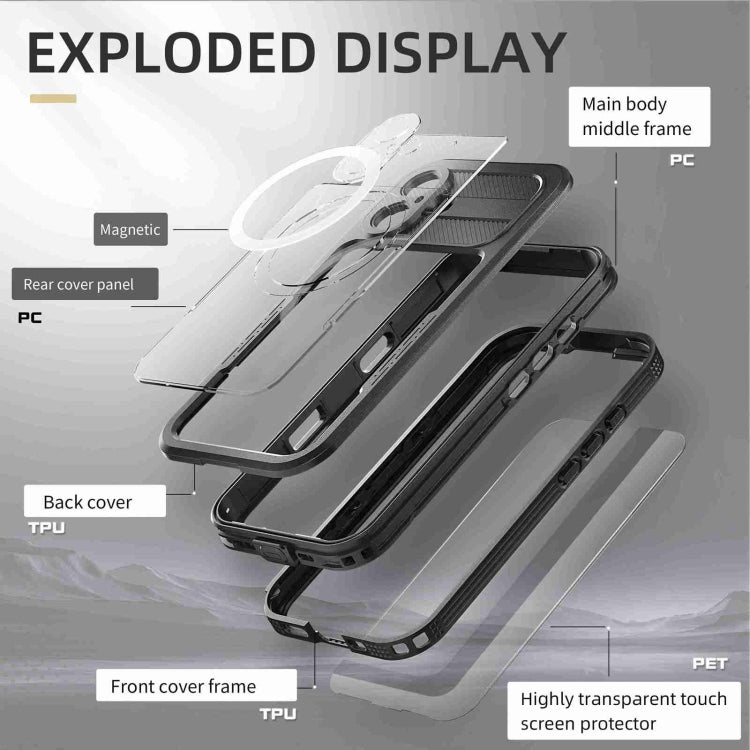 For iPhone 16 Plus RedPepper IP68 Waterproof Triple-proof MagSafe Phone Case(Black) - free shipping - PMC Jewellery - Order now!