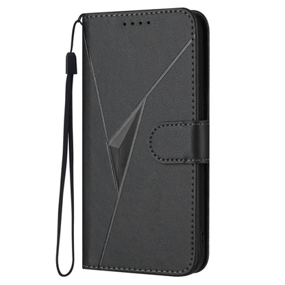 For Samsung Galaxy S25 5G Triangle Pattern Buckle Clasp Leather Phone Case(Black) - Galaxy S25 5G Cases by PMC Jewellery | Online Shopping South Africa | PMC Jewellery | Buy Now Pay Later Mobicred