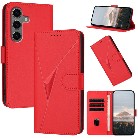 For Samsung Galaxy S25+ 5G Triangle Pattern Buckle Clasp Leather Phone Case(Red) - Galaxy S25+ 5G Cases by PMC Jewellery | Online Shopping South Africa | PMC Jewellery | Buy Now Pay Later Mobicred