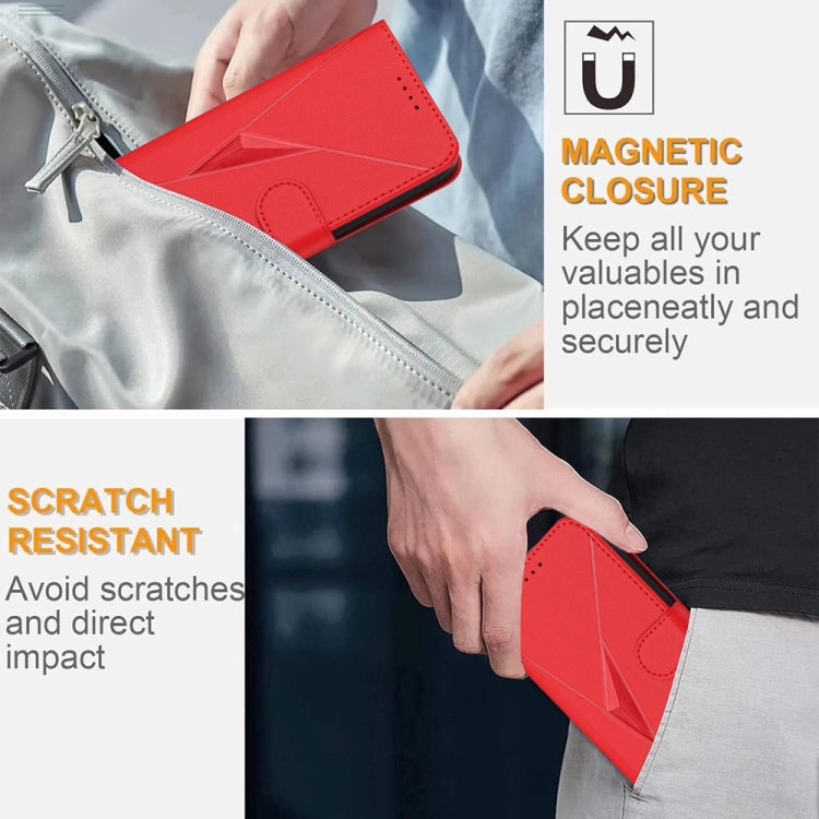 For Samsung Galaxy S25+ 5G Triangle Pattern Buckle Clasp Leather Phone Case(Red) - Galaxy S25+ 5G Cases by PMC Jewellery | Online Shopping South Africa | PMC Jewellery | Buy Now Pay Later Mobicred