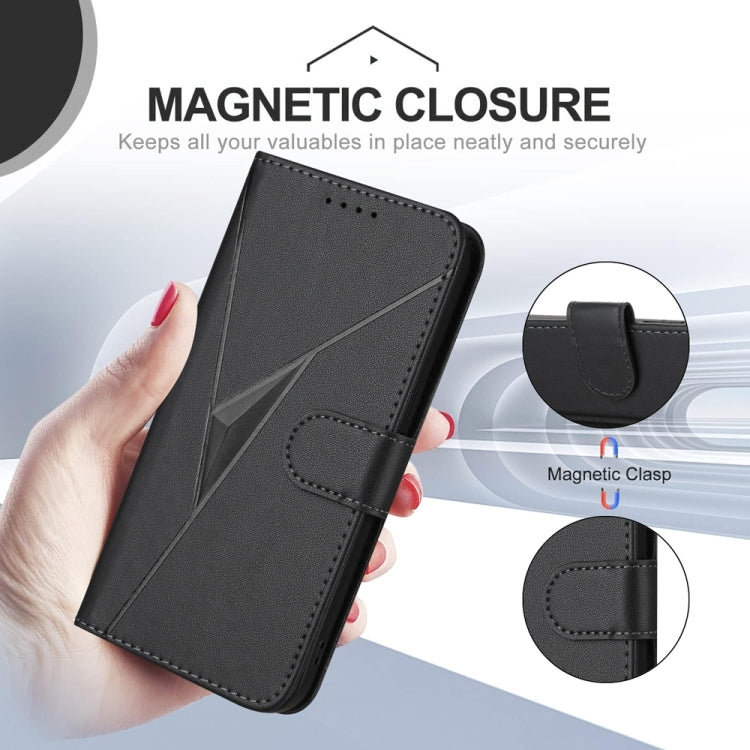 For Samsung Galaxy S25+ 5G Triangle Pattern Buckle Clasp Leather Phone Case(Black) - Galaxy S25+ 5G Cases by PMC Jewellery | Online Shopping South Africa | PMC Jewellery | Buy Now Pay Later Mobicred
