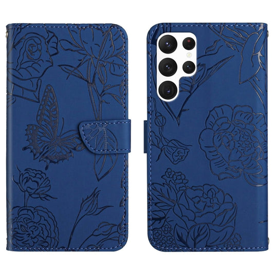 For Samsung Galaxy S25 Ultra 5G Skin Feel Butterfly Embossed Flip Leather Phone Case(Blue) - Galaxy S25 Ultra 5G Cases by PMC Jewellery | Online Shopping South Africa | PMC Jewellery | Buy Now Pay Later Mobicred