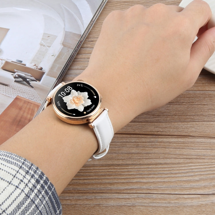 18mm Silver Steel Buckle Genuine Leather Watch Band Wristband(White) - 18mm Bands by PMc TechLife | Online Shopping South Africa | PMc TechLife | Buy Now Pay Later Mobicred