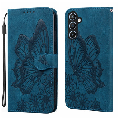 For Samsung Galaxy S25+ 5G Retro Skin Feel Butterflies Embossing Horizontal Flip Leather Phone Case(Blue) - Galaxy S25+ 5G Cases by PMC Jewellery | Online Shopping South Africa | PMC Jewellery | Buy Now Pay Later Mobicred