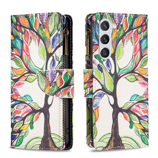 For Samsung Galaxy S25 5G Colored Drawing Pattern Zipper Leather Phone Case(Big Tree) - Galaxy S25 5G Cases by PMC Jewellery | Online Shopping South Africa | PMC Jewellery | Buy Now Pay Later Mobicred