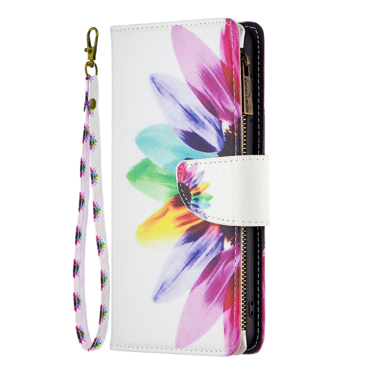 For Samsung Galaxy S25 5G Colored Drawing Pattern Zipper Leather Phone Case(Sun Flower) - Galaxy S25 5G Cases by PMC Jewellery | Online Shopping South Africa | PMC Jewellery | Buy Now Pay Later Mobicred