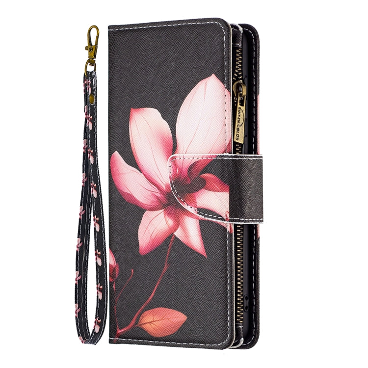 For Samsung Galaxy S25+ 5G Colored Drawing Pattern Zipper Leather Phone Case(Lotus) - Galaxy S25+ 5G Cases by PMC Jewellery | Online Shopping South Africa | PMC Jewellery | Buy Now Pay Later Mobicred