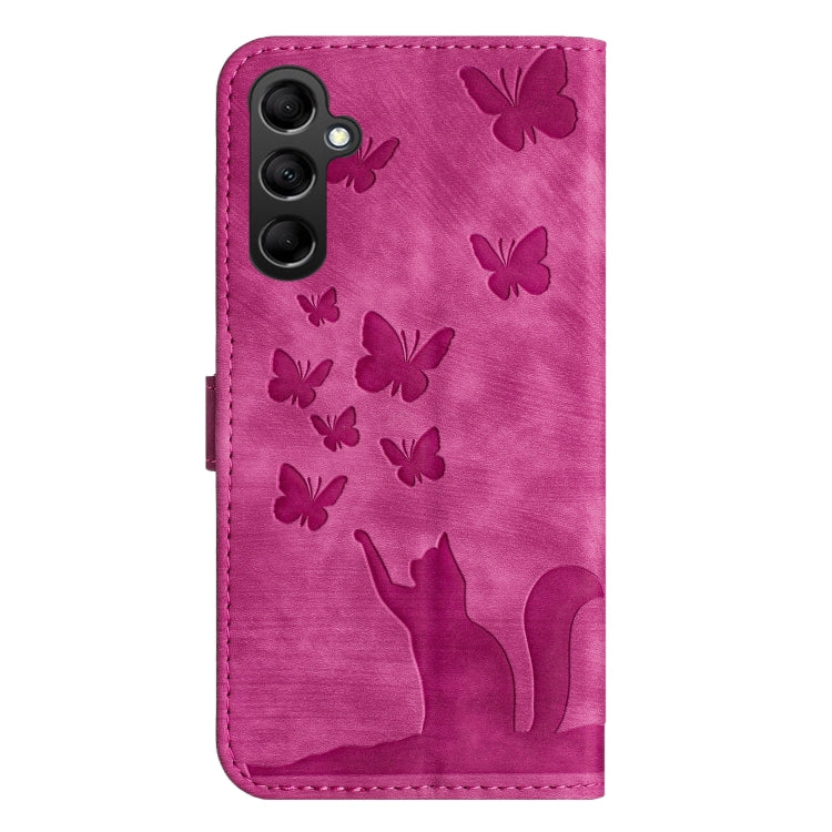 For Samsung Galaxy S25 5G Butterfly Cat Embossing Flip Leather Phone Case(Pink) - Galaxy S25 5G Cases by PMC Jewellery | Online Shopping South Africa | PMC Jewellery | Buy Now Pay Later Mobicred