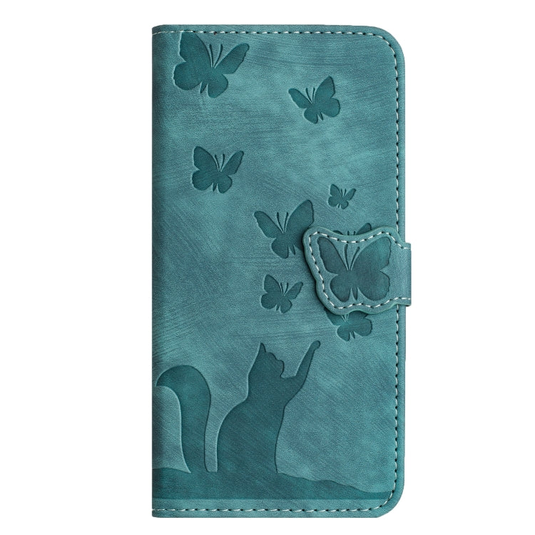 For Samsung Galaxy S25 5G Butterfly Cat Embossing Flip Leather Phone Case(Wathet) - Galaxy S25 5G Cases by PMC Jewellery | Online Shopping South Africa | PMC Jewellery | Buy Now Pay Later Mobicred