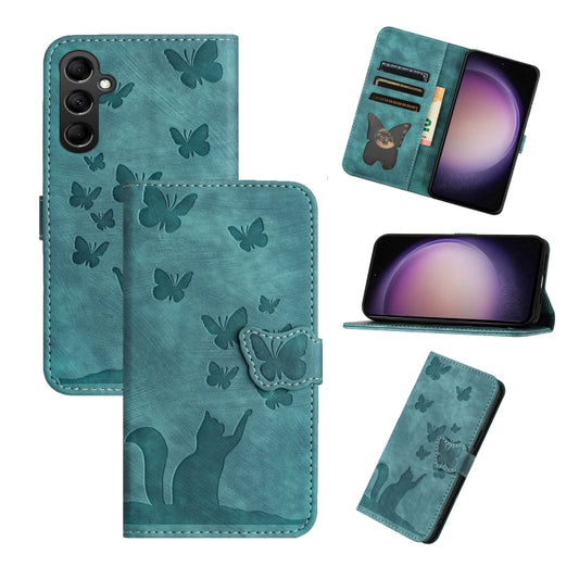 For Samsung Galaxy S25+ 5G Butterfly Cat Embossing Flip Leather Phone Case(Wathet) - Galaxy S25+ 5G Cases by PMC Jewellery | Online Shopping South Africa | PMC Jewellery | Buy Now Pay Later Mobicred