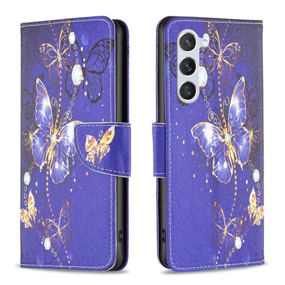 For Samsung Galaxy S25 5G Colored Drawing Pattern Leather Phone Case(Purple Butterfly) - Galaxy S25 5G Cases by PMC Jewellery | Online Shopping South Africa | PMC Jewellery | Buy Now Pay Later Mobicred