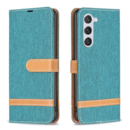 For Samsung Galaxy S25 5G Color Block Denim Texture Leather Phone Case(Green) - Galaxy S25 5G Cases by PMC Jewellery | Online Shopping South Africa | PMC Jewellery | Buy Now Pay Later Mobicred