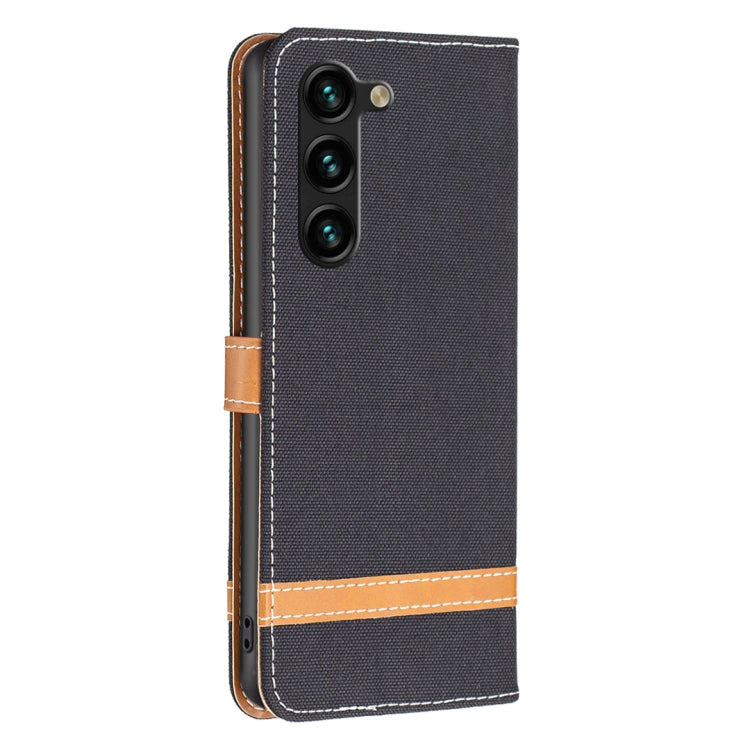 For Samsung Galaxy S25+ 5G Color Block Denim Texture Leather Phone Case(Black) - Galaxy S25+ 5G Cases by PMC Jewellery | Online Shopping South Africa | PMC Jewellery | Buy Now Pay Later Mobicred