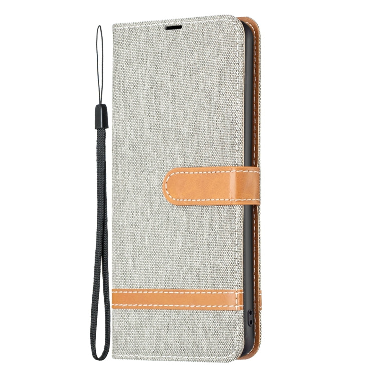 For Samsung Galaxy S25+ 5G Color Block Denim Texture Leather Phone Case(Grey) - Galaxy S25+ 5G Cases by PMC Jewellery | Online Shopping South Africa | PMC Jewellery | Buy Now Pay Later Mobicred