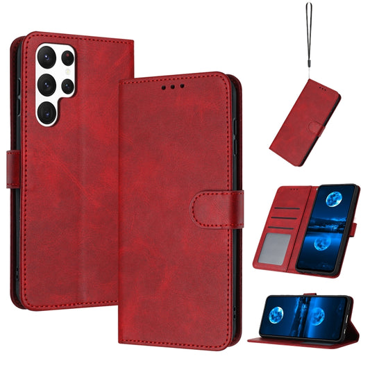 For Samsung Galaxy S25 Ultra 5G Solid Calf Texture Flip Leather Phone Case(Red) - Galaxy S25 Ultra 5G Cases by PMC Jewellery | Online Shopping South Africa | PMC Jewellery | Buy Now Pay Later Mobicred