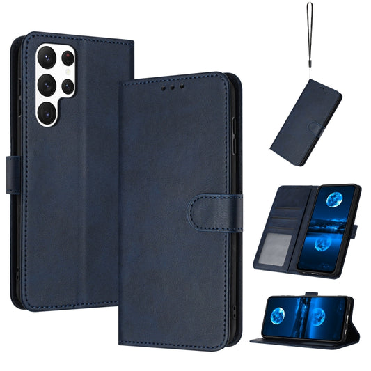 For Samsung Galaxy S25 Ultra 5G Solid Calf Texture Flip Leather Phone Case(Dark Blue) - Galaxy S25 Ultra 5G Cases by PMC Jewellery | Online Shopping South Africa | PMC Jewellery | Buy Now Pay Later Mobicred