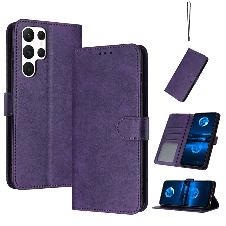 For Samsung Galaxy S25 Ultra 5G Solid Calf Texture Flip Leather Phone Case(Purple) - Galaxy S25 Ultra 5G Cases by PMC Jewellery | Online Shopping South Africa | PMC Jewellery | Buy Now Pay Later Mobicred