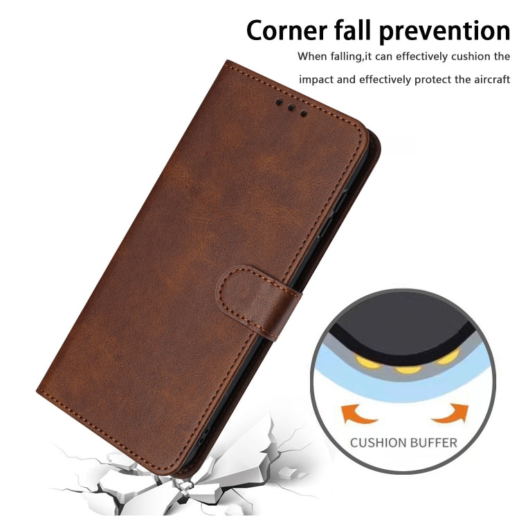 For Samsung Galaxy S25 / S24 5G Solid Calf Texture Flip Leather Phone Case(Brown) - Galaxy S25 5G Cases by PMC Jewellery | Online Shopping South Africa | PMC Jewellery | Buy Now Pay Later Mobicred