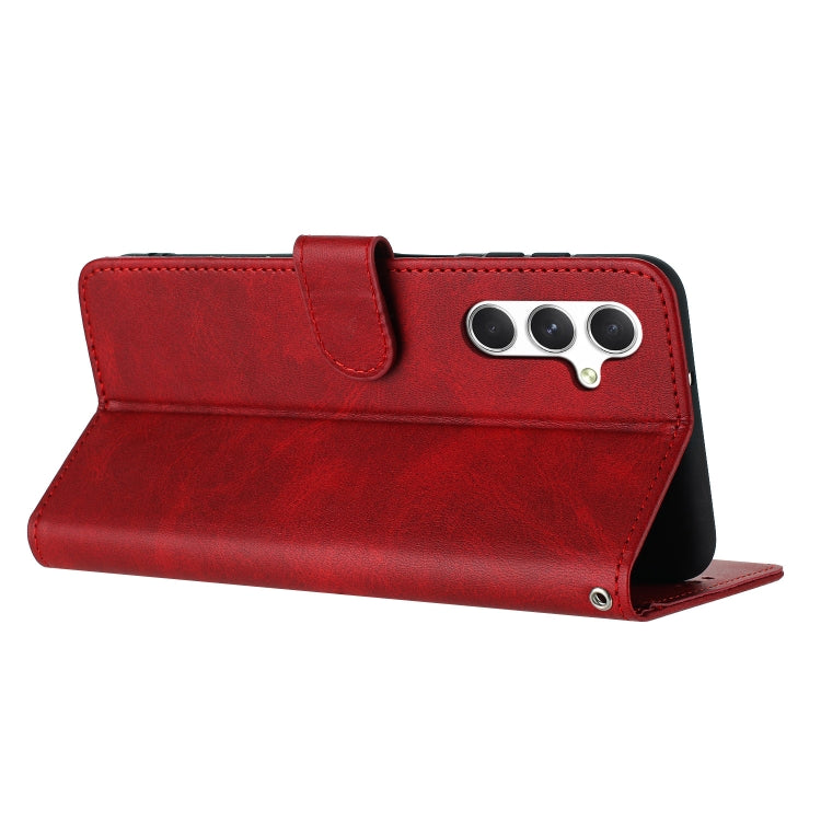 For Samsung Galaxy S25+ / S24+ 5G Solid Calf Texture Flip Leather Phone Case(Red) - Galaxy S25+ 5G Cases by PMC Jewellery | Online Shopping South Africa | PMC Jewellery | Buy Now Pay Later Mobicred