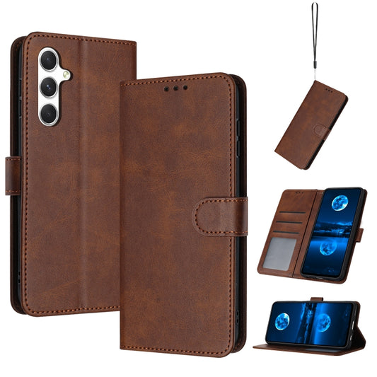 For Samsung Galaxy S25+ / S24+ 5G Solid Calf Texture Flip Leather Phone Case(Brown) - Galaxy S25+ 5G Cases by PMC Jewellery | Online Shopping South Africa | PMC Jewellery | Buy Now Pay Later Mobicred