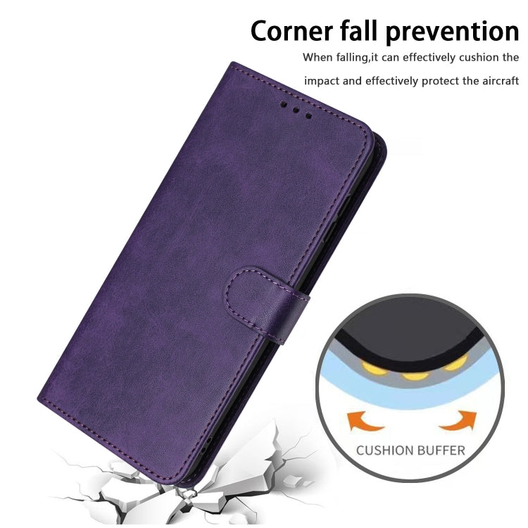 For Samsung Galaxy S25+ / S24+ 5G Solid Calf Texture Flip Leather Phone Case(Purple) - Galaxy S25+ 5G Cases by PMC TechLife | Online Shopping South Africa | PMC TechLife | Buy Now Pay Later Mobicred